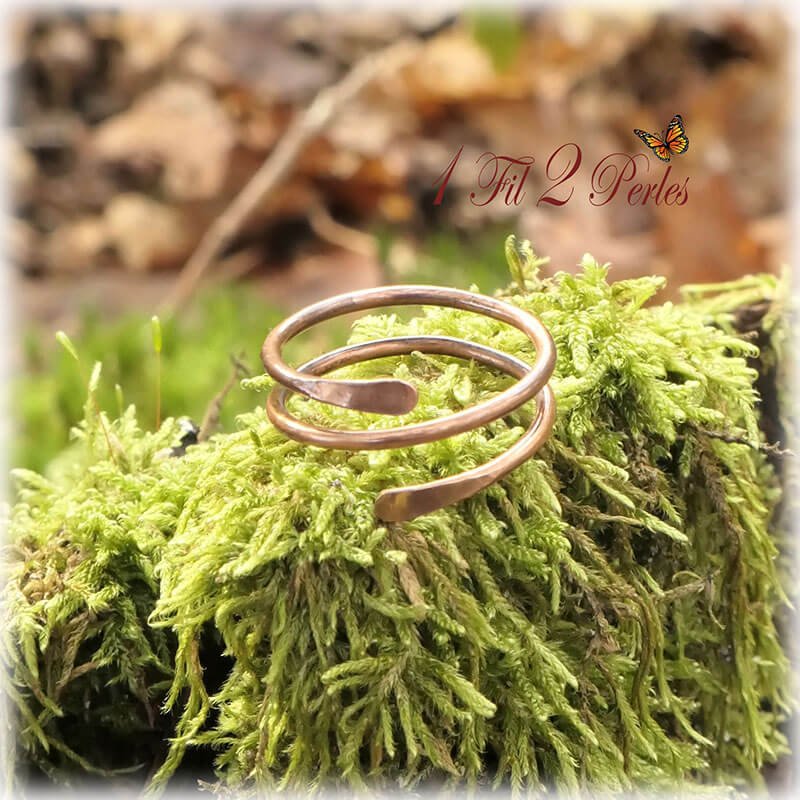 bague double anneau spirale cuivre