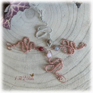 bijou pierre et cuivre 1 fil 2 perles