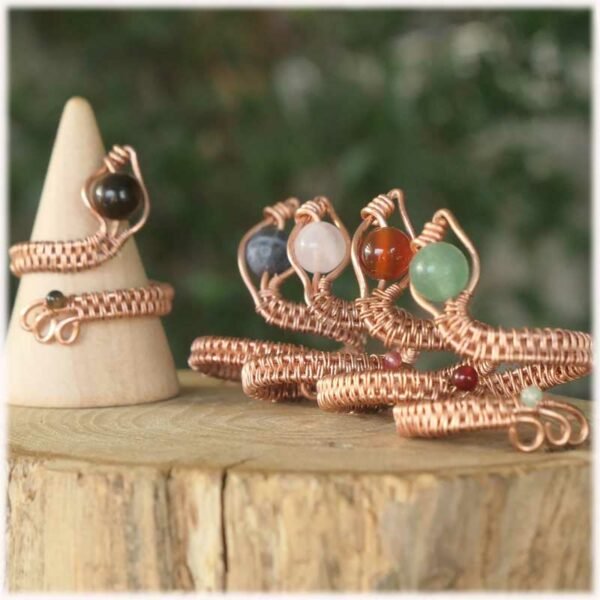 bague serpent unisexe réglable pierre au choix