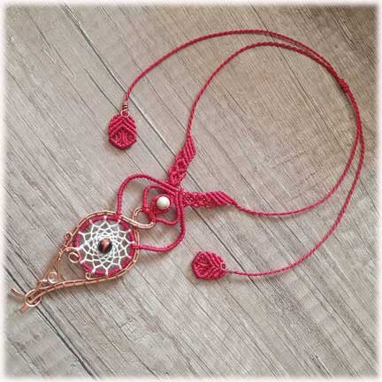 collier macramé pierre et cuivre
