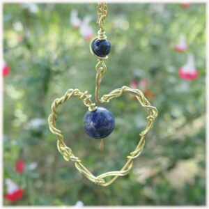 Coffret Lapis Lazuli Pendentif Coeur et Bracelet