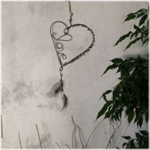Déco Murale Coeur LOVE en métal – Perles Pierre de Soleil