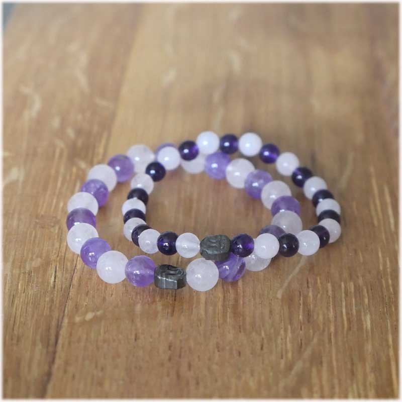 bracelet quartz rose et améthyste